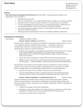 Example resume Mid-level to Seasoned Professional; Multiple Employers