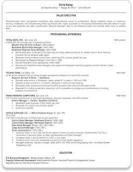 Example resume Mid-level to Seasoned Professional; Multiple Employers, Single Page