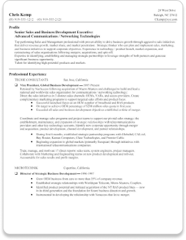 Example resume Seasoned Professional; Multiple Employers